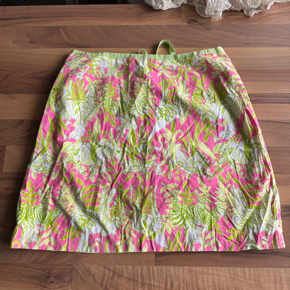 Vintage Lilly Pulitzer‎ Mini Skirt Womens 10 Jungle Party Lace Trim Lined